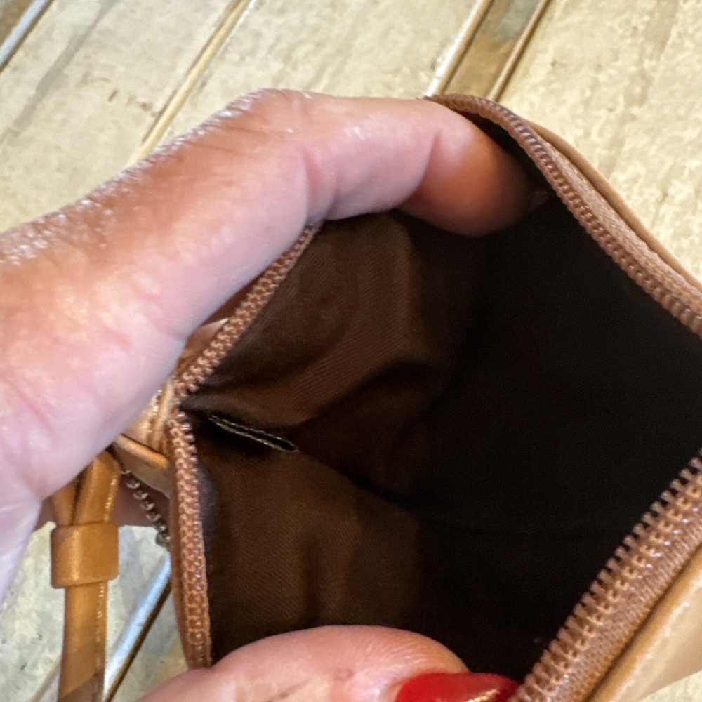 Vintage Coach Tan Smooth Leather Wristlet Small Wrist Wallet Bag - Picture 7 of 15